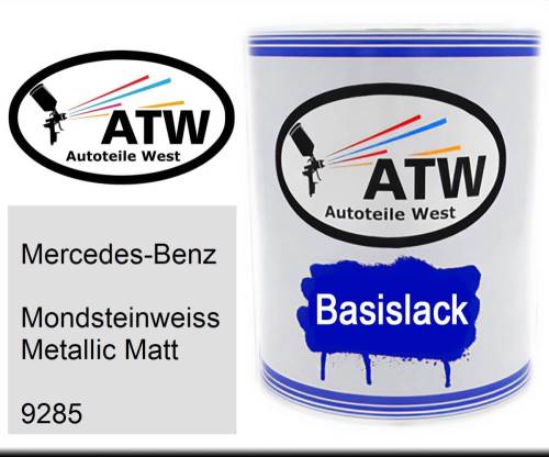 Mercedes-Benz, Mondsteinweiss Metallic Matt, 9285: 1L Lackdose, von ATW Autoteile West.